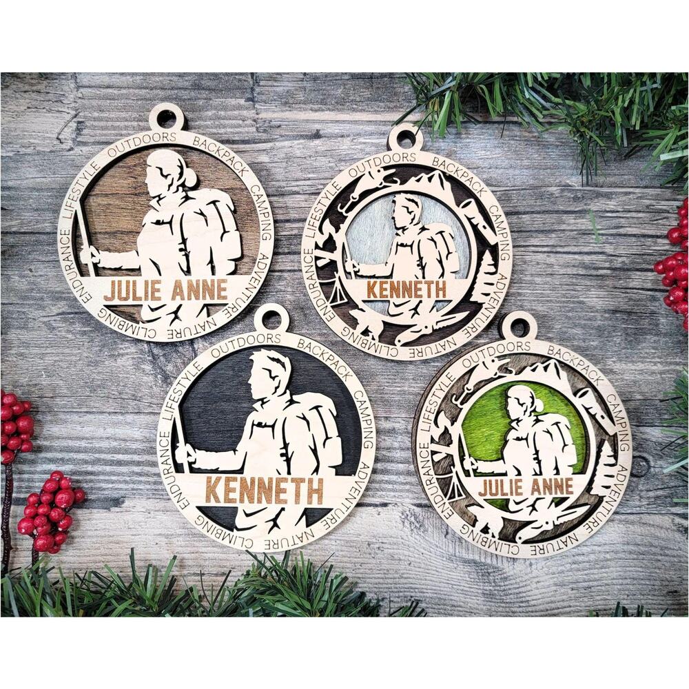 Personalized HIKING HIKER Ornament Male or Female Custom Name Gift